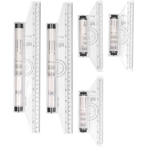 Lot de 5 règles de mesure parallèles transparentes et légères avec formules pour le travail, 15 cm et 30 cm (1/4)