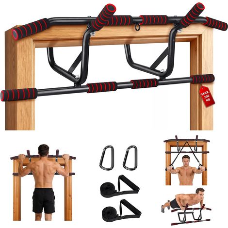 Barre de Traction - Sans Perçage - Barre de Traction pour Cadre de Porte avec Poignées Antidérapantes Rembourrées - Appareil de Fitness pour Maison, Charge Maximale 200 Kg (1/5)