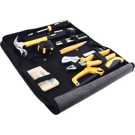 Kit d'outils de réparation domestique 16 pièces : clé, pince coupante, couteau de précision, testeur de tension, marteau à griffes, tournevis pour électricien (1/5)