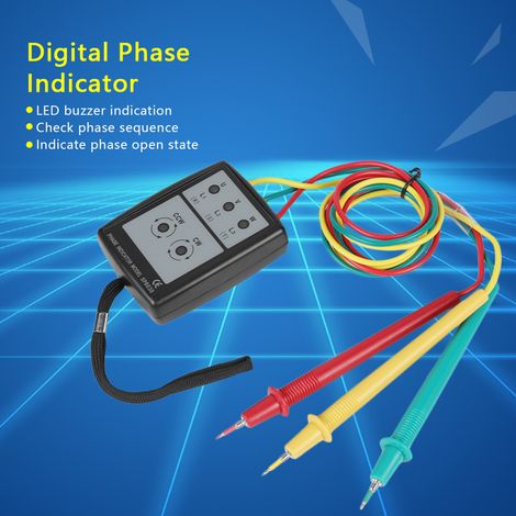 Détecteur d'ordre de phases numérique SP8030 60‑600V AC avec voyants LED et buzzer (1/5)