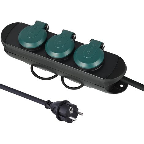1 Bloc Multiprises Enrouleur, 3 Prises Capuchon 16A, Câble Caoutchouc 1.4M, IP44 Extérieur (1/5)