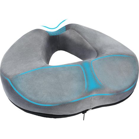 Cuscino ergonomico per il coccige – Cuscino per sedia da ufficio in memory foam, a forma di ciambella per una seduta comoda, antidecubito, ideale per casa, ufficio e auto (1/5)