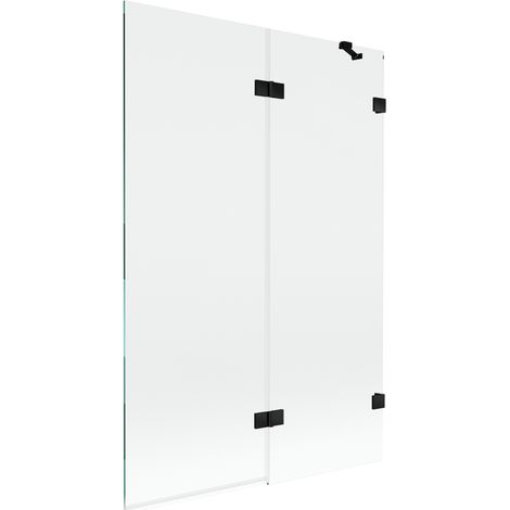 Paroi de douche 2 volets droite Mexen Lunar 120 x 150 cm, transparent, noir - 897-120-100-70-00-P (1/5)