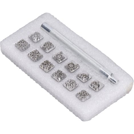 Ensemble de 12 tampons mobiles pour la gravure et l'impression sur cuir tanné végétal, motifs arabesques des constellations du zodiaque, animaux et plantes, outil de bricolage, douze tampons arabesque (1/5)
