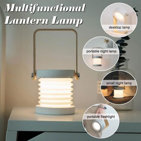 RisingFF 4-in-1 Wireless Table Lamp, Portable LED Bedside Light with 3 Lighting Modes, 360° Rotation (1/4)