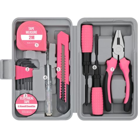 Coffret à outils, lot de 7 pièces, style couteau utilitaire, mini boîte à outils, 200x125x45mm (1/4)