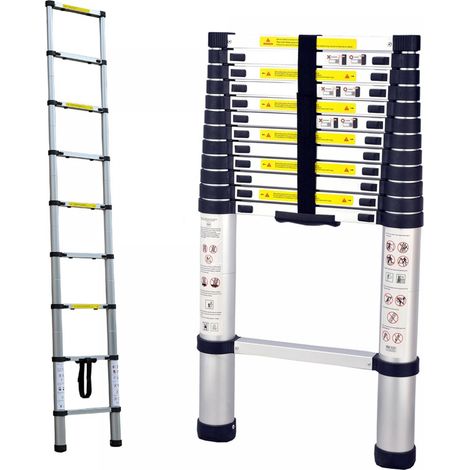 Herzberg HG-5380: Escalera Extensible Telescópica de Aluminio Multiusos - 3,8M