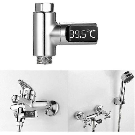 Thermomètre de douche à affichage LED avec énergie autogénérée, affichage de la température de l'eau, compteur d'énergie intelligent (1/2)