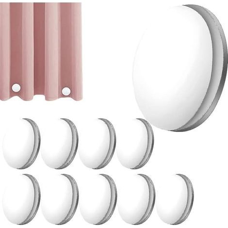 Lot de 10 poids magnétiques puissants pour rideau de douche, poids magnétiques ronds, empêchent la doublure du rideau de s'envoler. (1/5)
