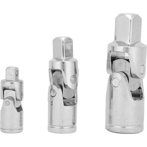 Jeux de Cardan Douilles Joint Universel Impact Augmentateur Réducteur Adaptateur Pivotant Pour Moteur CR V Acier Fini Chromé 3 Pièces Argent 6,3mm/10mm/12,5mm (1/5)