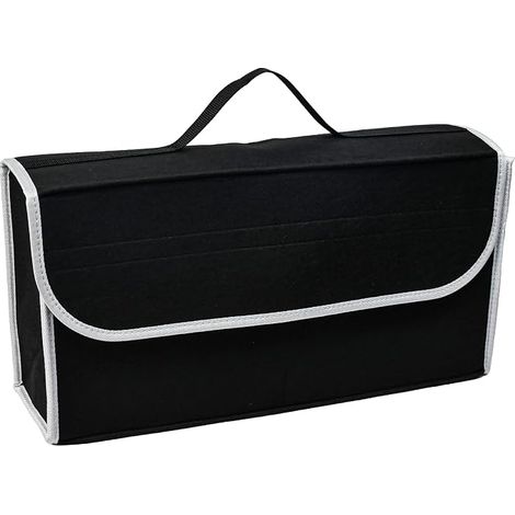 Organiseur de Coffre de Voiture Pliable, Sac de Coffre Voiture en Feutre 50 x 24 x 15 cm, Sac de Rangement Automobile Portable Poignée de Transport Convient à Tous les Véhicules (NOIR) (1/5)