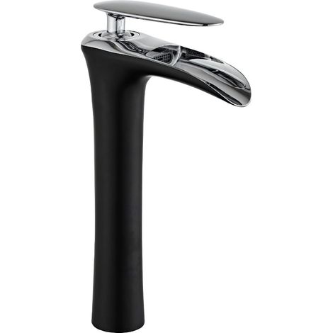 Mexen Lyra hohe Waschtischarmatur, Schwarz/Chrom - 745310-07