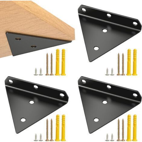 (noir) 4 Pièces Supports d'étagère, 80x100 mm Fixation Invisible étagère, Supports d'étagère Flottants, Triangle Support Etagere avec Vis, Support étagère pour Déco Salon, Salle de Bain