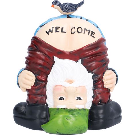 Set mit 2 frechen Gartenzwergenfiguren, handbemalt und aus farbenfrohem Kunstharz, 18 cm (1/5)