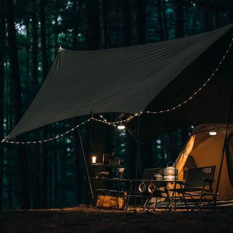 Luci da campeggio a corda - Luce portatile per esterni, catena da campeggio da 32,8 piedi  Luminosità regolabile, materiali per luci da campeggio ricaricabili, accessori di illuminazione versatili (1/4)
