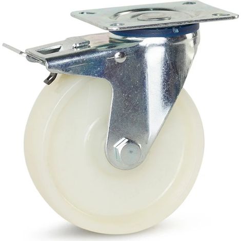 Roue pivotante nylon freinée - MESO - Platine - 125 mm - 250 kg
