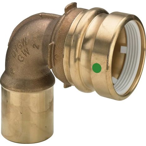Viega Codo de enchufe Geopress 90 grados, d1 35, d2 40 Bronce rojo Modelo 9616.1TW, 767044
