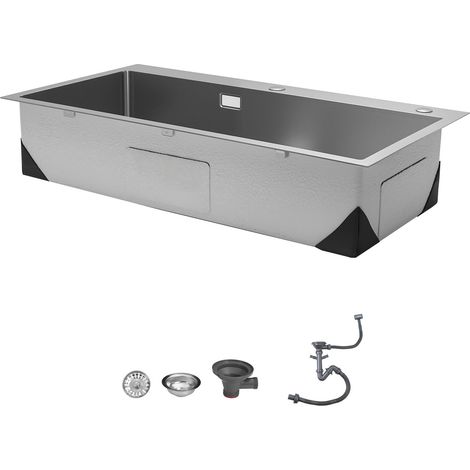 Mophorn Einbauspüle Einzelbecken, 85 x 45 x 19 cm, Edelstahlspüle im klassischen Design, vielseitig einsetzbar für Küche, Wohnmobil, Waschküche, Bar und Vorbereitungsküche, Spülbecken mit Abflusssieb (1/5)
