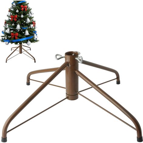 Pied de sapin de Noël pliable en métal pour poteau de 3,2 cm pour décoration de la maison (49,8 cm) Marron (1/5)