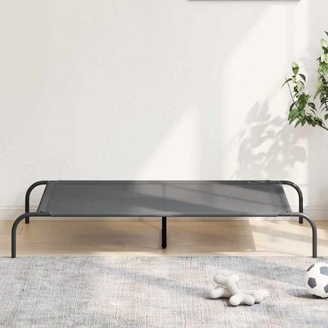 Hundebett Erhöht Grau 130x80x20 cm Textilene und Stahl