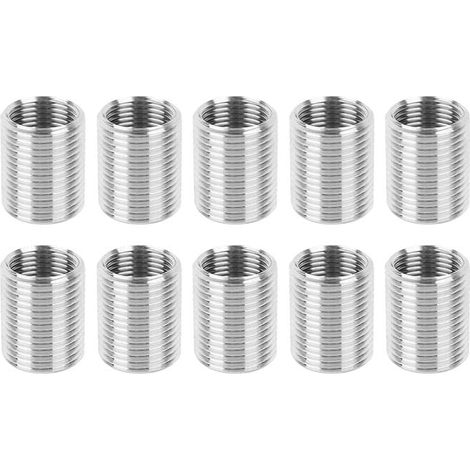 M12 to M10 Thread Adapters Sleeve Reducing Nut, 10 Pack 12mm Screw Conversion Nut Threaded Tube Coupler Connector Pipe Fitting (1/4)