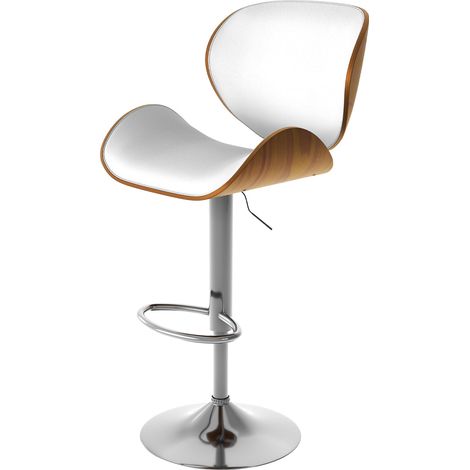 Silla de bar ajustable 63/84 cm en piel artificial blanca - Baudoin