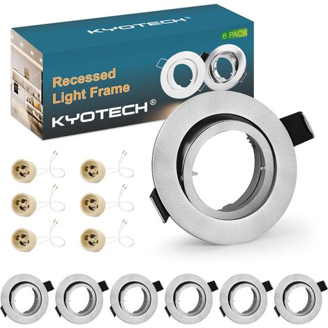 lot de 6 cadres pour spots à encastrer orientables Aluminium brossé,livré avec douilles GU10,Cadre de Montage encastré Pour lampes halogènes GU10 MR16 led module (1/5)