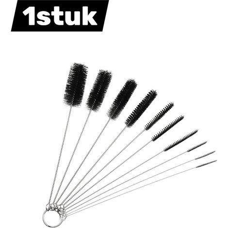 Ensemble de 10 goupillons pour tasses et pailles avec poils en acier inoxydable et cure pipes en nylon 21 cm noir (1/5)