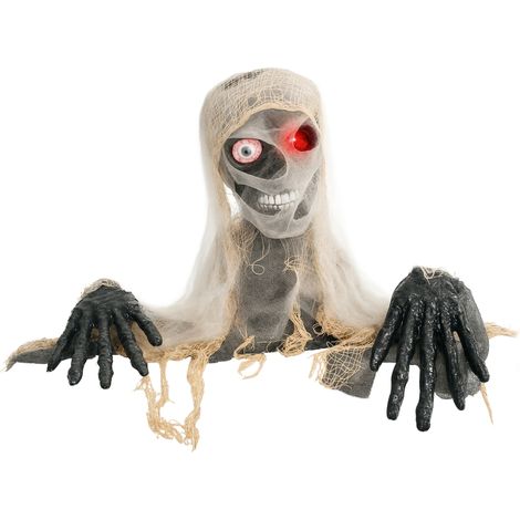 Halloweendekoration, einäugige Mumie, biegsame Arme, leuchtende Augen, gruseliges Heulen, 55x18x35 cm (1/5)