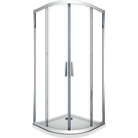 Box de ducha angular semicircular de 6 mm con perfil cromado reversible H.190, plato de ducha no incluido 90x90 (1/5)