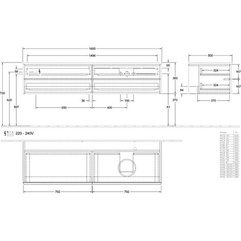 Villeroy & Boch L27050GF WTUS Antao L275 1600x360x500mm