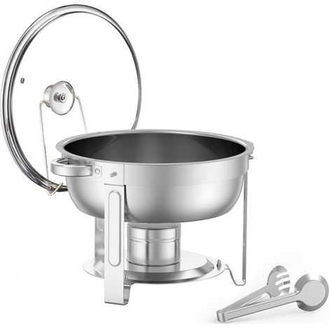 Mophorn Chafing Dish Buffet-Set – 5 Qt (2er-Pack), Chafing Dish aus Edelstahl mit 2 Pfannen in voller Größe, runder Catering-Wärmer-Servierwagen mit Glasdeckel, Wasserpfanne, Klappständer