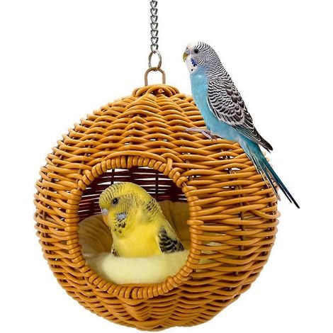 Bissfestes Stahl-Vogelnest für Käfige, abwaschbar, kleine Hängemattennische zum Eierlegen, Nest für Wellensittiche. (1/5)