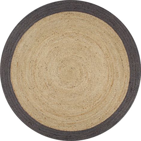 Tapis de salon Style Moderne Tapis fait à la main - Tapis de sol Jute avec bord gris foncé 150 cm BV291741 - BonneVie (1/5)