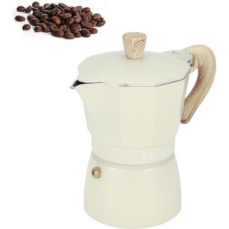 Cafetière Italienne en Aluminium, Pot Moka Cafetière Italienne Cuisinière Cafetière Percolateur Pot Espresso Coffee Maker Pot Latte pour Plaque à Induction Gaz - 3 Tasses (1/5)