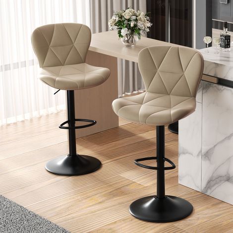 Lot de 2 Tabouret de bar, Chaises de Bar avec Repose-Pieds, Siège Bar Réglables en Hauteur pour Cuisine, Comptoir, Bar, Kaki (1/5)