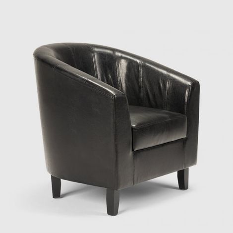 Sillón club de diseño clásico en polipiel para salón, oficina o sala de espera Seashell - Negro