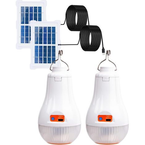 Klaright 5W Solar Powered LED Shed Bulb, Portable USB Rechargeable Solar Work Lights, Indoor/Outdoor Flashlight for Camping, Tent, Fishing, Garden, Yard, Hiking