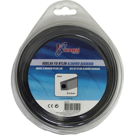 Kawapower Hilo de nylon cuadrado con aluminio 2,4 mm 50 m (1/2)