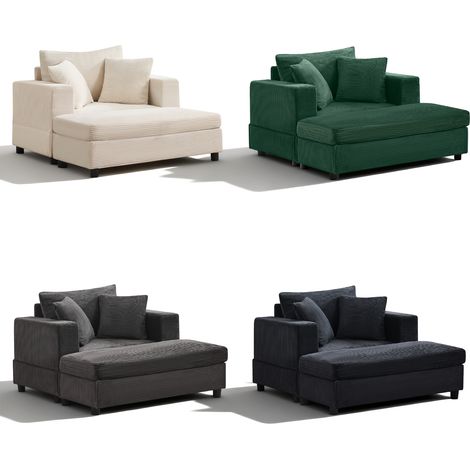 Chaiselongue avec repose-pieds et espace de rangement, canapé lounge avec 3 coussins pour salon et chambre – Gris (1/5)