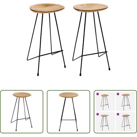 Meuble en bois de teck - Tabourets de bar lot de 2 bois de teck massif (1/5)