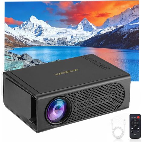 Mini projecteur HD 1080P avec télécommande, home cinéma portable, compatible avec HDMI/USB/ordinateur portable/iPhone/Android, noir (1/5)
