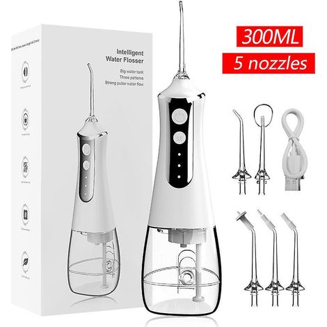 Upgraded Cordless Water Flosser for Teeth, Pecham Portable Oral Irrigator Ipx7 Waterproof 300Ml Diy & 3 Modes 4 Jet Tips (1/4)