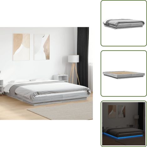Cadre de lit et lumières LED sans matelas sonoma gris 150x200cm - Cadre De Lit - Lit Moderne - Luminaire Led - Éclairage RGB - Sommier