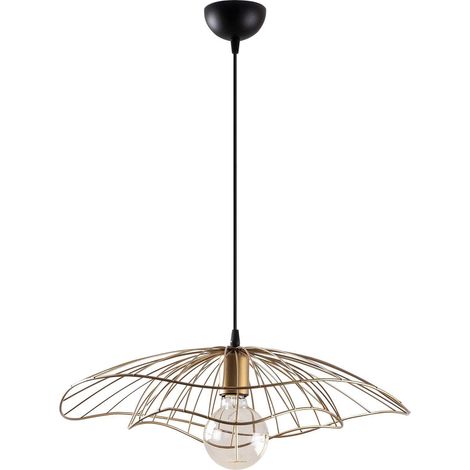 Suspension filaire en métal - D. 50 x H. 30/110 cm - Doré - ATHERIA (1/5)