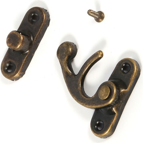 12X Fermoir Décoratif Antique pour Boîte à Bijoux ou à Vin en Bois avec Crochet et Vis
