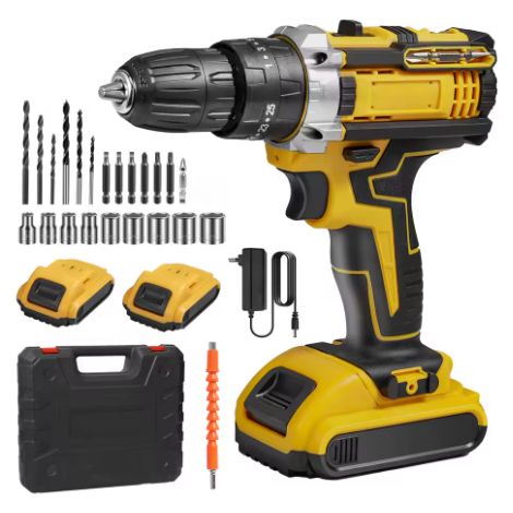 Perceuse-Visseuse Sans Fil 21V sans Charbon 3-en-1 – 2 Batteries Li-ion 1500 mAh – Mandrin Autobloquant 10 mm – 33 Accessoires – LED Intégrée – Mallette de Rangement Incluse (1/5)