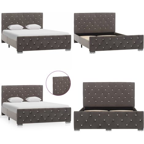 Bettgestell Grau Samt 120x200 cm - Betten - Bettgestell - Samtbettwäsche - Doppelbett - Grau - Home & Living (1/5)