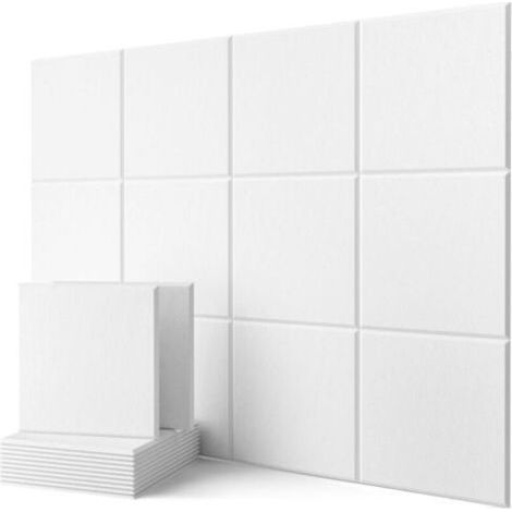 [JAMAIS UTILISÉ] Lot de 12 panneaux muraux acoustiques carrés, panneaux insonorisants pour murs, plafonds, portes, 30x30x0.9cm, adaptés aux studios, bureaux, maisons (1/4)