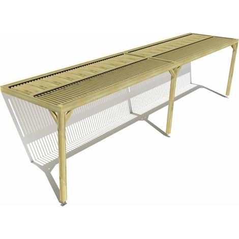 Pergola bois • 10m x 2m • adossée • sens largeur • lames orientables bioclimatiques incluses • livraison comprise (1/3)
